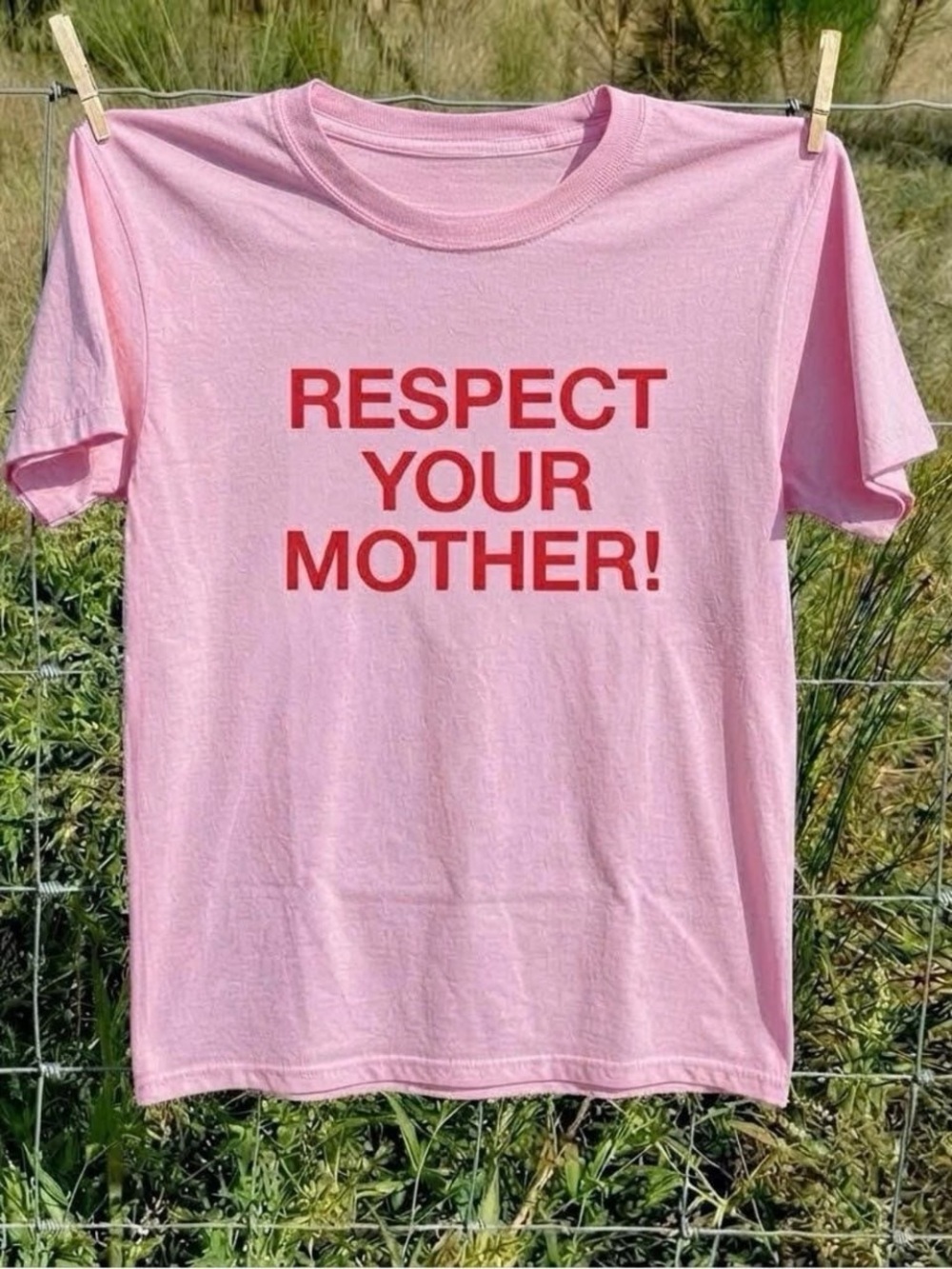 Pink T‑Shirt with Red RESPECT YOUR MOTHER! Print
